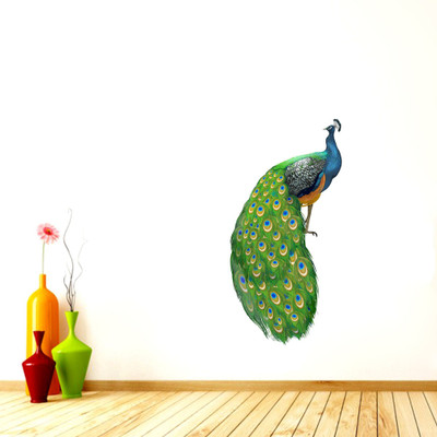 Stickerberry 46 cm Beautiful Colorful Peacock Wall Sticker Self Adhesive Sticker(Pack of 1)