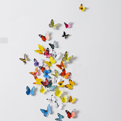 JAAMSO ROYALS 120 cm Multi Color 3D Butterflies Sticker(Pack of 1)