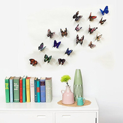 JAAMSO ROYALS 120 cm Multi Color 3d Butterflies Removable Sticker(Pack of 1)