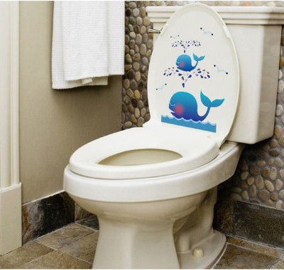 JAAMSO ROYALS 30 cm Cute Whales Bathroom-Toilet Removable Sticker(Pack of 1)