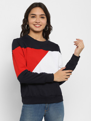 Popster Full Sleeve Color Block Women Sweatshirt