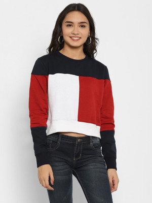 Popster Full Sleeve Color Block Women Sweatshirt