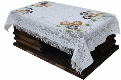 AG Creations Self Design 4 Seater Table Cover(White, Cotton, Polyester)