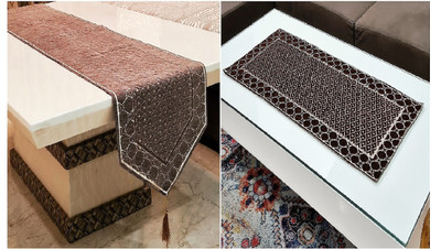 Groki Brown 183 cm Table Runner(Cotton)