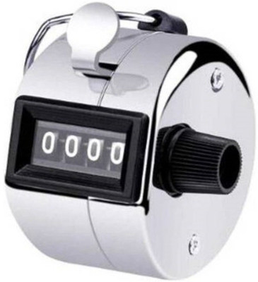 QBIC 4 Digits Portable Manual Handheld Tally Counter / Number Clicker (silver) / Prayer Counter Analog Tally Counter(Silver Pack of 1)