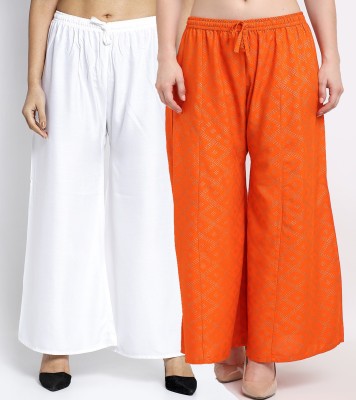 Gracit Relaxed Women White, Orange Trousers