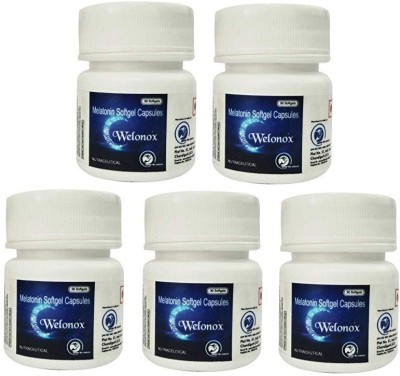 Welonox Sleep Well Capsules – Melatonin Soft gel Capsules –Sleeping Capsules (Pack of 5)(5 x 30 Capsules)