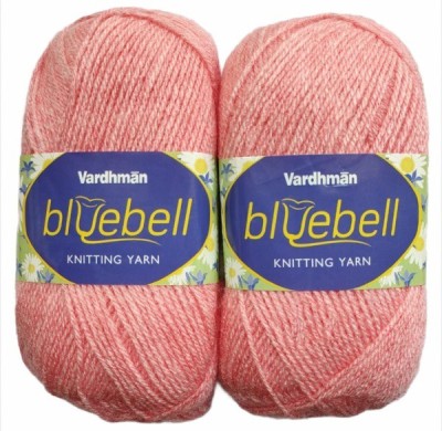 JEFFY Vardhman Bluebell Peach 300 GM (1 Ball, 100 GM Each) Wool Ball Hand Knitting Wool/Art Craft Soft Fingering Crochet Hook Yarn, Needle Acrylic Knitting Yarn Thread Dyed Shade No-7