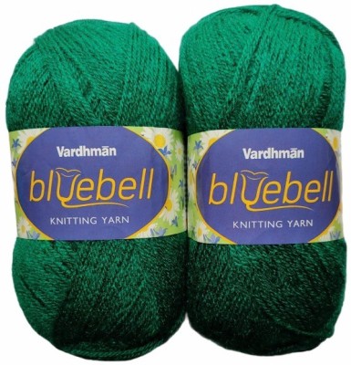 JEFFY Vardhman Bluebell Dark Green 400 GM (1 Ball, 100 GM Each) Wool Ball Hand Knitting Wool/Art Craft Soft Fingering Crochet Hook Yarn, Needle Acrylic Knitting Yarn Thread Dyed Shade No-48