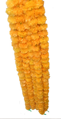 DAKAWALIYA Marigold flower Set of 5 and Yellow Yellow Wild Flower Artificial Flower(25 inch, Pack of 5, Garlands)