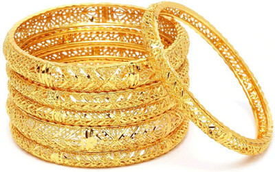 Shining Diva Alloy Gold-plated Bangle Set(Pack of 6)