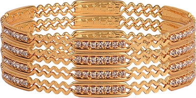 Shining Diva Alloy Crystal Gold-plated Bangle Set(Pack of 4)