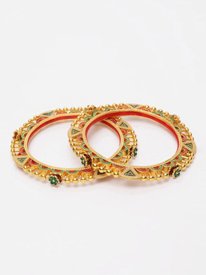 Shining Diva Alloy Gold-plated Bangle Set(Pack of 2)