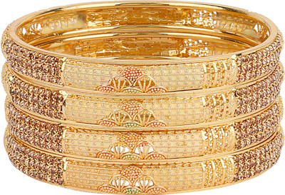 Shining Diva Alloy Crystal Gold-plated Bangle Set(Pack of 4)