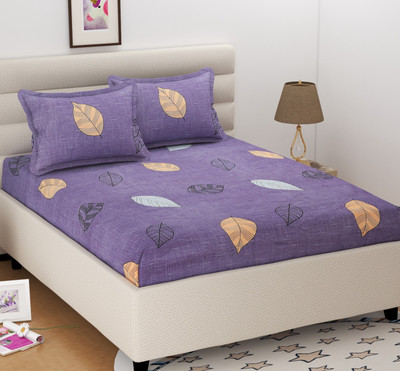 Skytex 160 TC Cotton King 3D Printed Fitted (Elastic) Bedsheet(Pack of 1, WIne)
