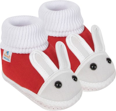 Neska Moda 3 To 12 Months Baby Boys & Baby Girls Cute Soft Cotton Pre-Walker Rabbit Face Booties(Toe to Heel Length - 12 cm, Red)