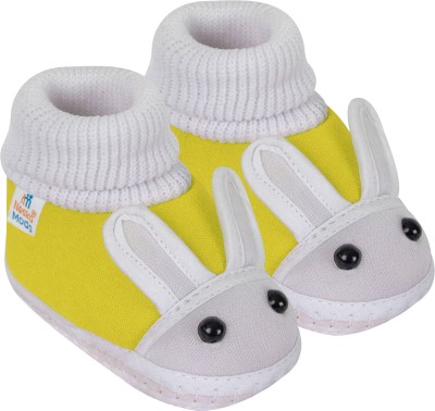 Neska Moda 3 To 12 Months Baby Boys & Baby Girls Cute Soft Cotton Pre-Walker Rabbit Face Booties(Toe to Heel Length - 12 cm, Yellow)