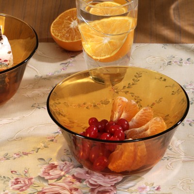 Duralex Glass Mixing Bowl Lys Amber Table Bowl 17 CM 6 Pcs - 910 ML(Pack of 6, Yellow)