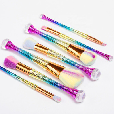 STUNHUB STUNHUBUnicorn Makeup Brushes 7pcs With Colorful Bristles Unicorn Horn Shaped Handles Fantasy Makeup Brush Set Foundation Eyeshadow brush kit(Pack of 7)