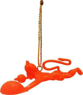 Pepino Adorable Car Hanging Plastic Flying Lord Hanuman Ji Idol (6 x 19.2 cm, Orange, 1 PC) Car Hanging Ornament(Pack of 1)