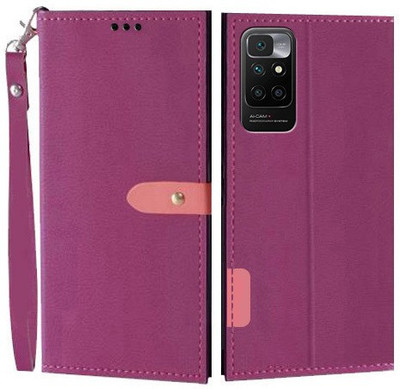 Krofty Flip Cover for Redmi 10 Prime, Redmi 10 Prime 2022(Pink, Cases with Holder, Pack of: 1)