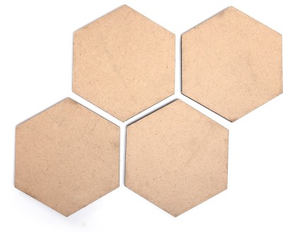 Yorkker Hexagon Reversible Medium Density Fibreboard Coaster(Pack of 4)