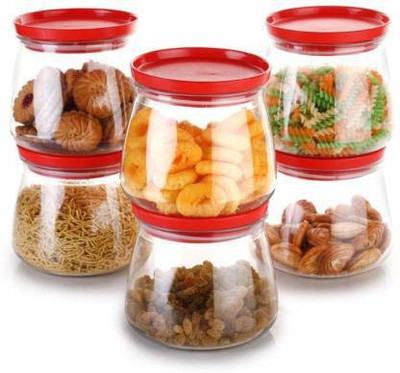 PRAGATI SALES Plastic Grocery Container  - 800 ml(Pack of 6, Red)