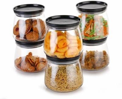 PRAGATI SALES Plastic Grocery Container  - 800 ml(Pack of 6, Black)