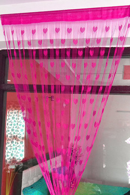 Uniqon 213 cm (7 ft) Polyester Semi Transparent Window Curtain Single Curtain(Self Design, Dark Pink)