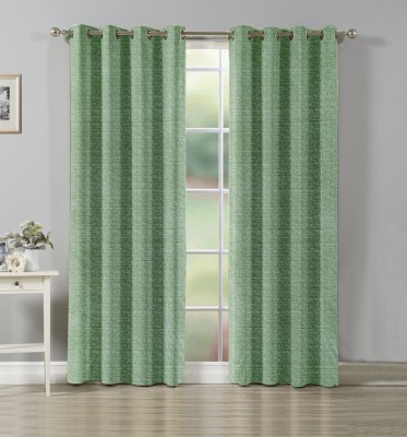 La elite 274 cm (9 ft) Polyester Room Darkening Long Door Curtain (Pack Of 2)(Solid, Green)