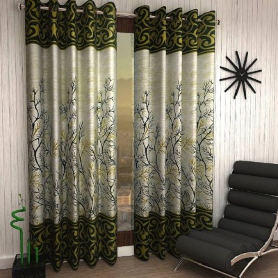 Phyto Home 152 cm (5 ft) Polyester Semi Transparent Window Curtain (Pack Of 2)(Abstract, Green)