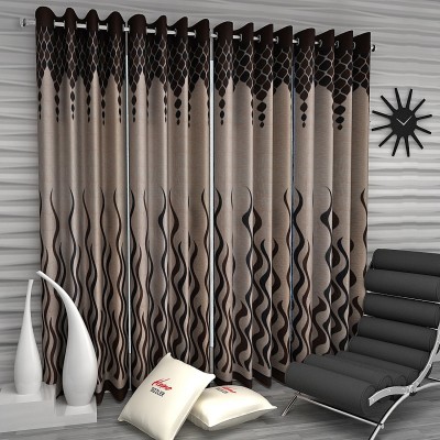 Home Sizzler 153 cm (5 ft) Polyester Semi Transparent Window Curtain (Pack Of 4)(Abstract, Brown)