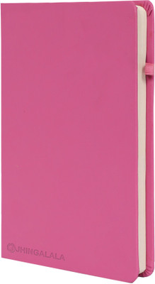 Jhingalala PU Leather Finish Hard Bound Executive Notebook Diary with Elastic Closure, Pen Holder Regular Notebook Ruled 204 Pages(Pink)