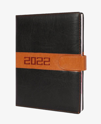 Jhingalala PU Leather Finish Hard Bound Executive Diary 2022 Notebook with Lock, Pen Holder Regular Diary Ruled 365 Pages(Black)