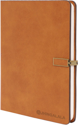Jhingalala PU Leather Finish Hard Bound Executive Notebook Diary with Daily Monthly Planner, Magnetic Lock Regular Note Book Ruled 180 Pages(Brown)