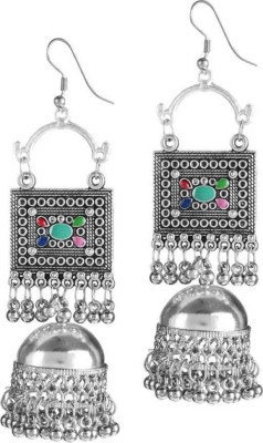 Genisys Umair Handicraft oxidised 5 meena taviz jhumki silver plated For Women (JM-PL-45) Alloy Tassel Earring