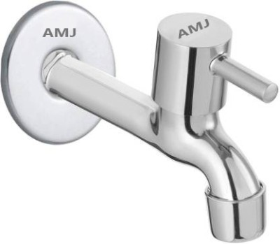 AMJ SS Turbo Long body Tap for Kitchen and Bathroom SS Chrome Finish With Wall Flange Bib Tap Faucet(Wall Mount Installation Type)