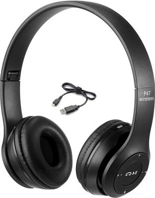 Treadmill P-47 Rich Bass Sound Sweat proof Sport Fit Gym Running Bluetooth(Black, On the Ear)