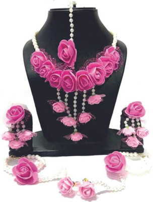style revolver Fabric Pink Jewellery Set(Pack of 1)