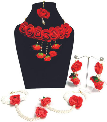 style revolver Fabric Red Jewellery Set(Pack of 1)