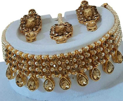 jatin imitation Metal, Stone Gold-plated Gold Jewellery Set(Pack of 1)
