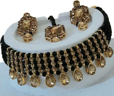 jatin imitation Metal, Stone Gold-plated Gold, Black Jewellery Set(Pack of 1)