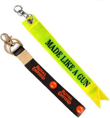 Meeko.com Made Like A Gun Warning tag & Royal Enfield black tag Key Chain