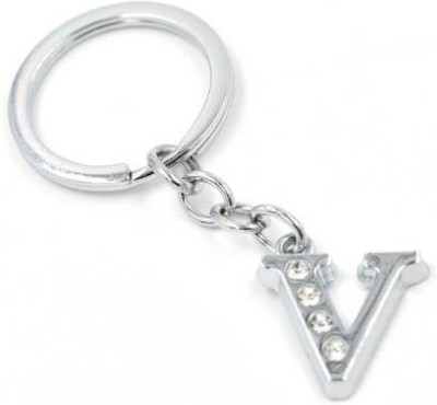 CELWARK Alphabet V Metal Key Chain For Unisex with attractive Diamond Key Chain