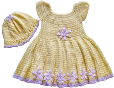 Little Aayu Girls Casual Dress Cap(Light Yellow & White)