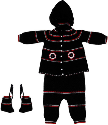 Trendy World Baby Boys & Baby Girls Casual Sweater Pyjama(BLACK)