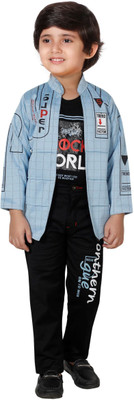 DKGF FASHION Boys Party(Festive) T-shirt Jeans(Blue)