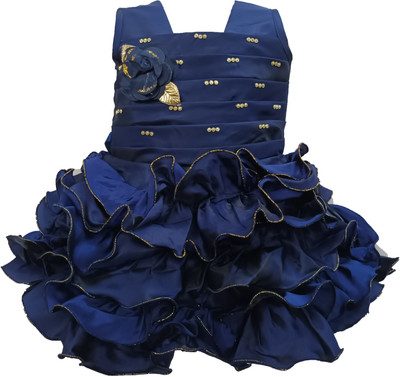 Lalisha Baby Girls Midi/Knee Length Party Dress(Blue, Sleeveless)