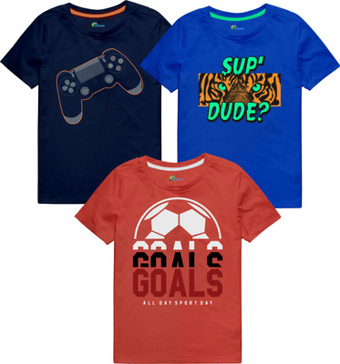 Ariel Boys Graphic Print Cotton Blend Regular T Shirt(Red, Pack of 3)