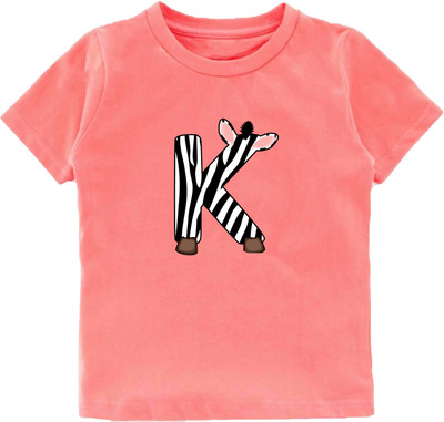 Kavee Boys Printed Pure Cotton Regular T Shirt(Pink, Pack of 1)